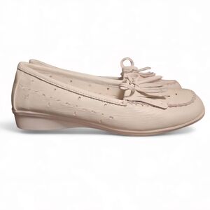 Beacon White Leather Slip On loafer Sz7 Fisherman Aesthetic Preppy Coastal Cool